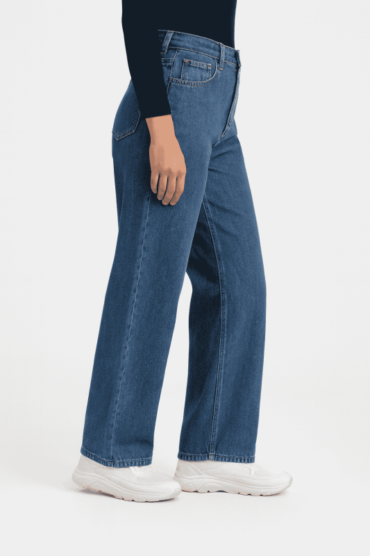 بنطلون جينز وايد ليج